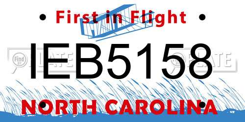 IEB5158 North Carolina License Plate