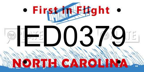 IED0379 North Carolina License Plate