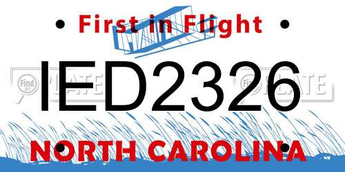 IED2326 North Carolina License Plate