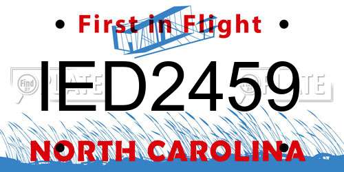 IED2459 North Carolina License Plate