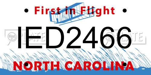IED2466 North Carolina License Plate