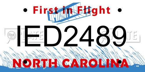 IED2489 North Carolina License Plate