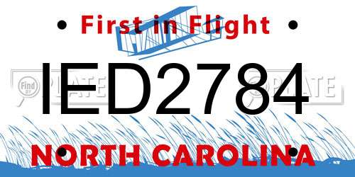 IED2784 North Carolina License Plate