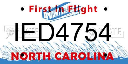 IED4754 North Carolina License Plate