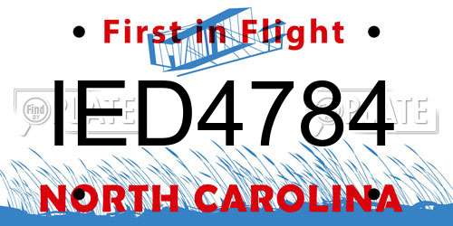 IED4784 North Carolina License Plate