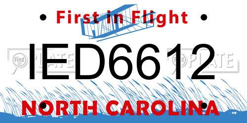IED6612 North Carolina License Plate