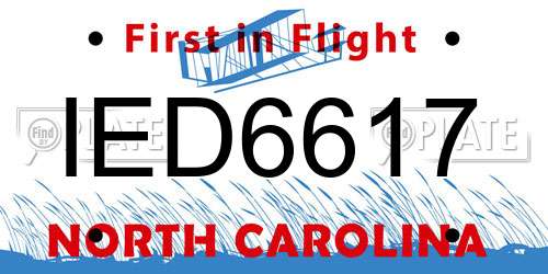 IED6617 North Carolina License Plate