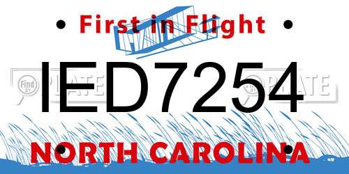 IED7254 North Carolina License Plate