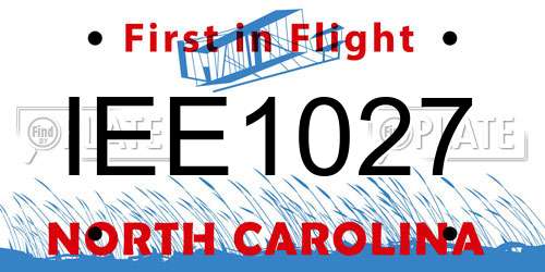 IEE1027 North Carolina License Plate
