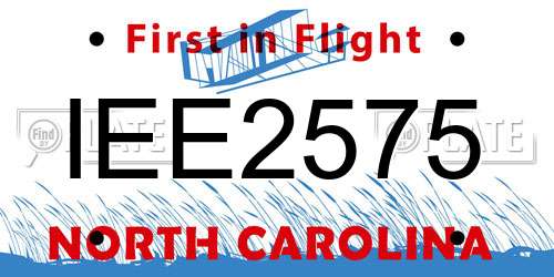 IEE2575 North Carolina License Plate