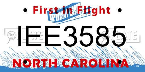 IEE3585 North Carolina License Plate