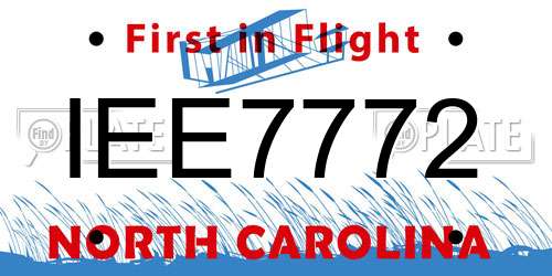 IEE7772 North Carolina License Plate