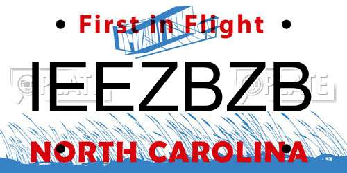 IEEZBZB North Carolina License Plate