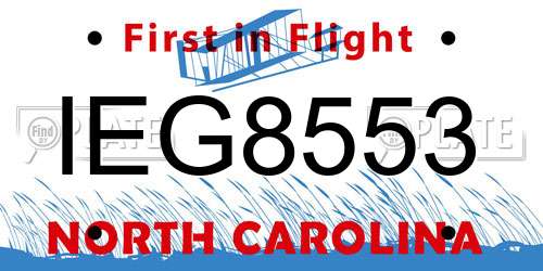 IEG8553 North Carolina License Plate