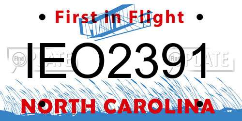 IEO2391 North Carolina License Plate