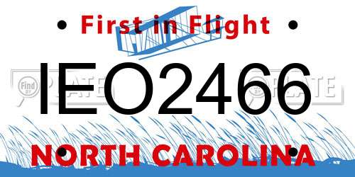 IEO2466 North Carolina License Plate