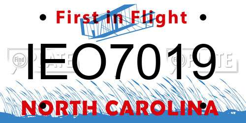 IEO7019 North Carolina License Plate