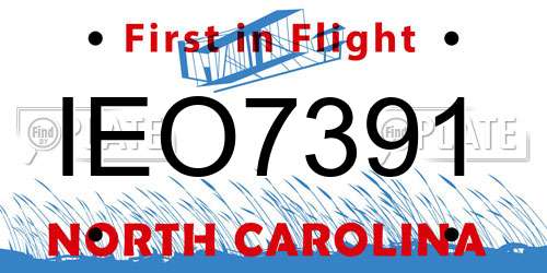 IEO7391 North Carolina License Plate