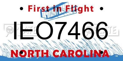 IEO7466 North Carolina License Plate