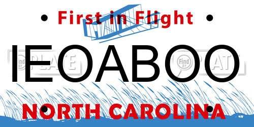 IEOABOO North Carolina License Plate
