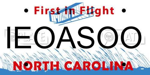 IEOASOO North Carolina License Plate