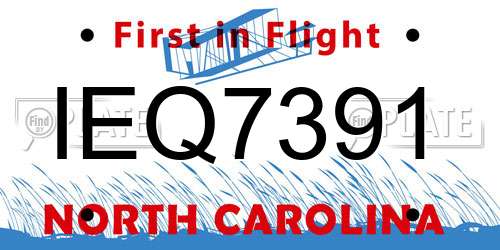 IEQ7391 North Carolina License Plate