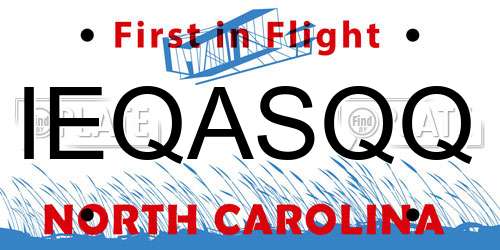 IEQASQQ North Carolina License Plate
