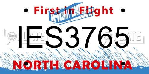 IES3765 North Carolina License Plate