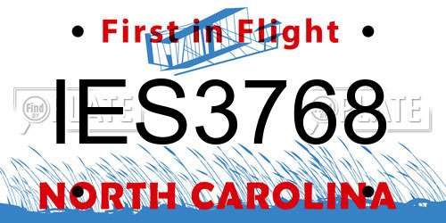 IES3768 North Carolina License Plate