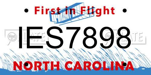 IES7898 North Carolina License Plate