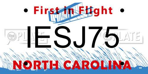 IESJ75 North Carolina License Plate