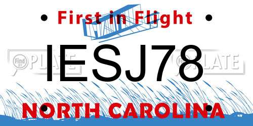 IESJ78 North Carolina License Plate