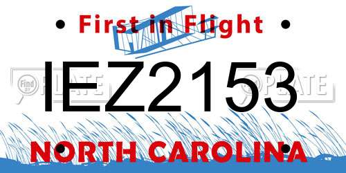 IEZ2153 North Carolina License Plate