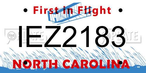 IEZ2183 North Carolina License Plate