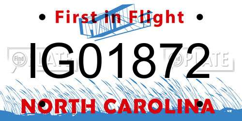 IG01872 North Carolina License Plate