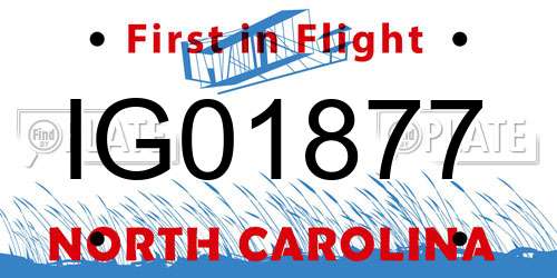 IG01877 North Carolina License Plate
