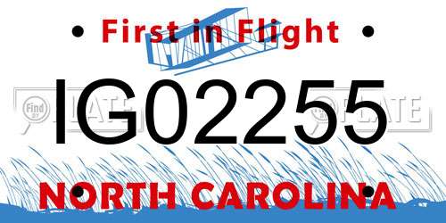 IG02255 North Carolina License Plate