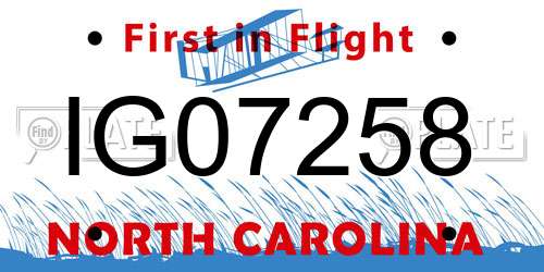 IG07258 North Carolina License Plate
