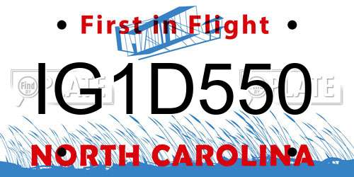 IG1D550 North Carolina License Plate