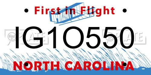 IG1O550 North Carolina License Plate