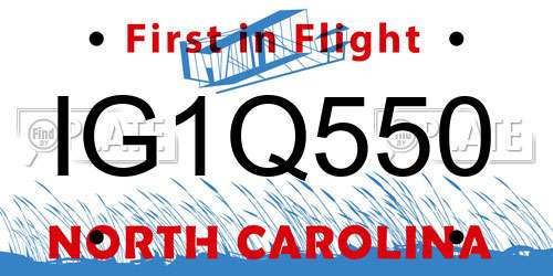 IG1Q550 North Carolina License Plate