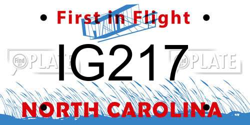 IG217 North Carolina License Plate
