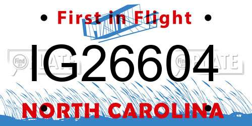IG26604 North Carolina License Plate