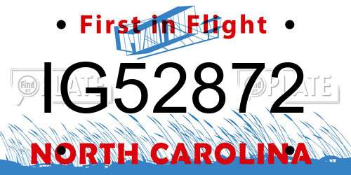 IG52872 North Carolina License Plate