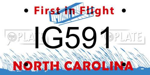 IG591 North Carolina License Plate
