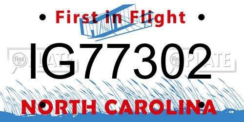 IG77302 North Carolina License Plate