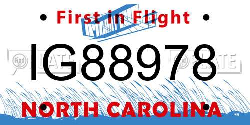 IG88978 North Carolina License Plate