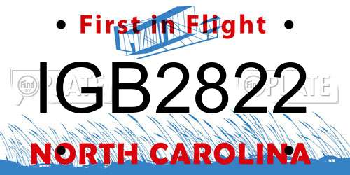 IGB2822 North Carolina License Plate