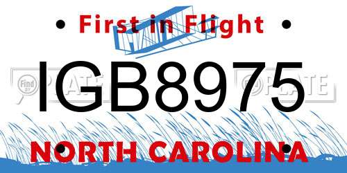 IGB8975 North Carolina License Plate