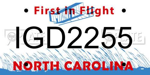 IGD2255 North Carolina License Plate